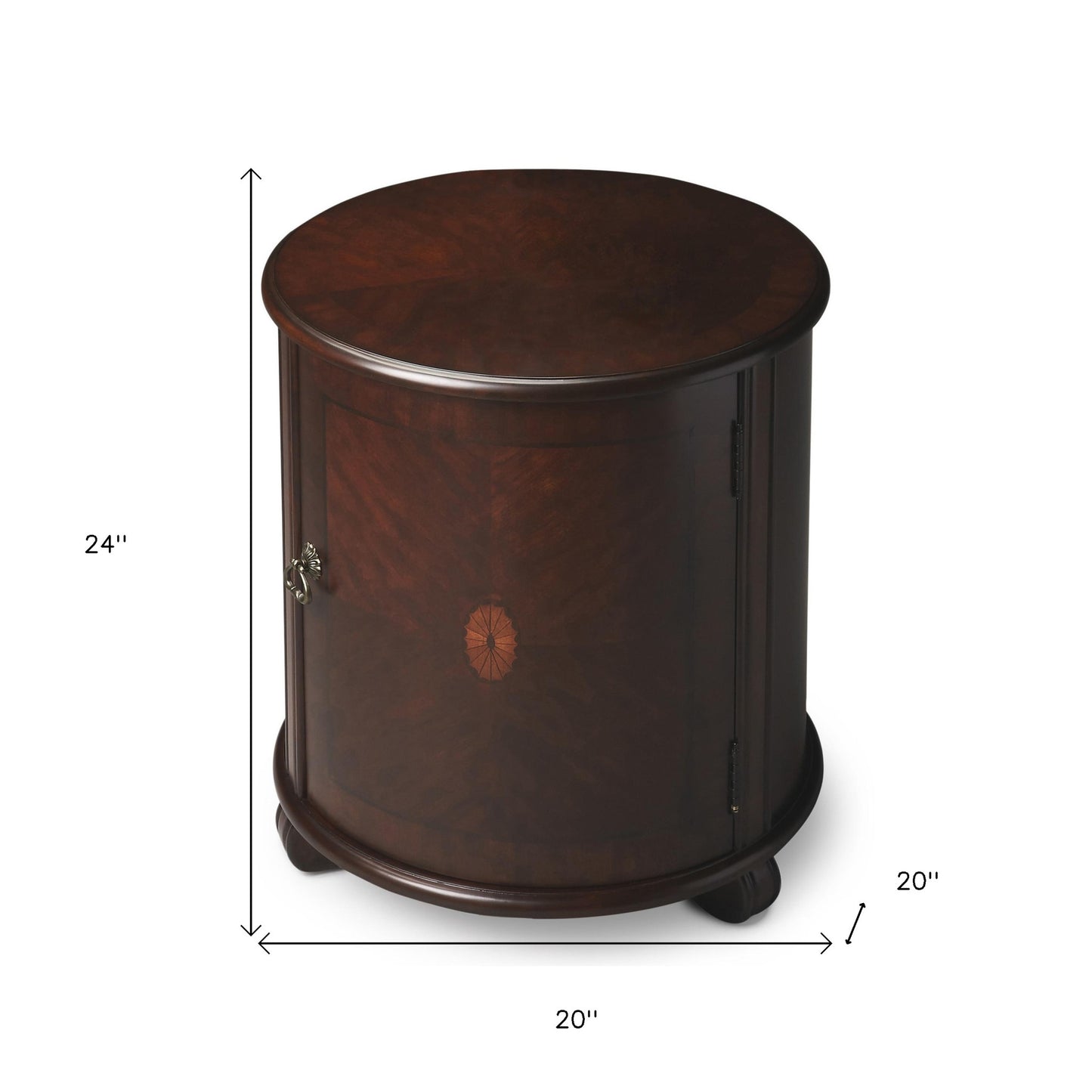 24" Dark Brown And Cherry Manufactured Wood Round End Table