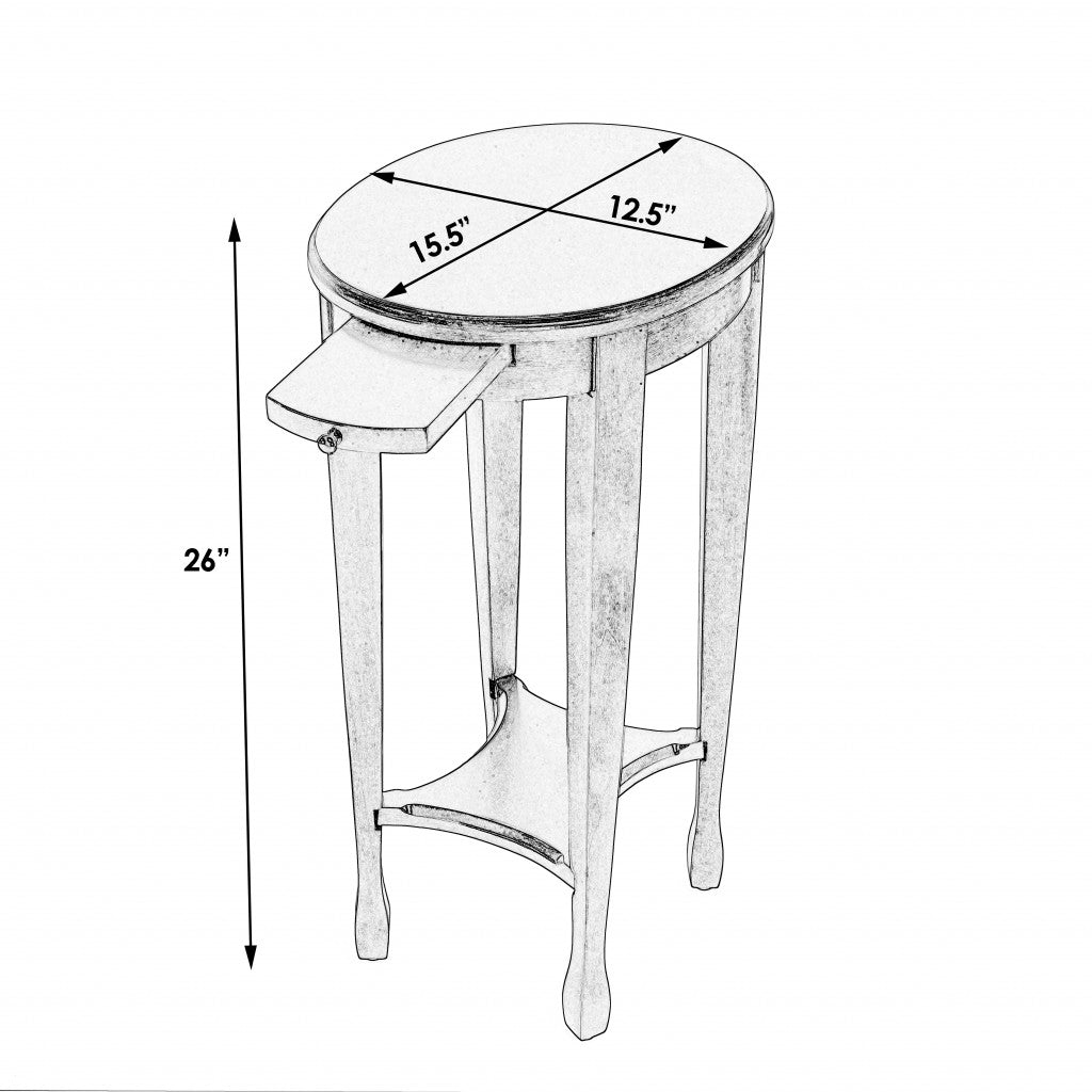 26" Medium Brown And Chestnut Burl Manufactured Wood Oval End Table With Shelf