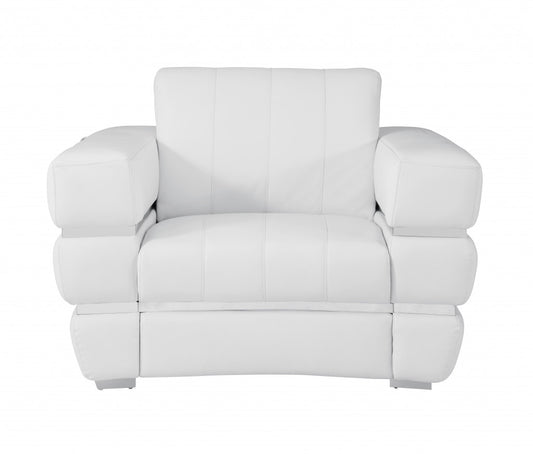 Three Piece Indoor White Italian Leather Six Person Seating Set