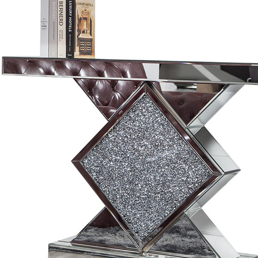 Diamond Silver Mirrored  Console Table