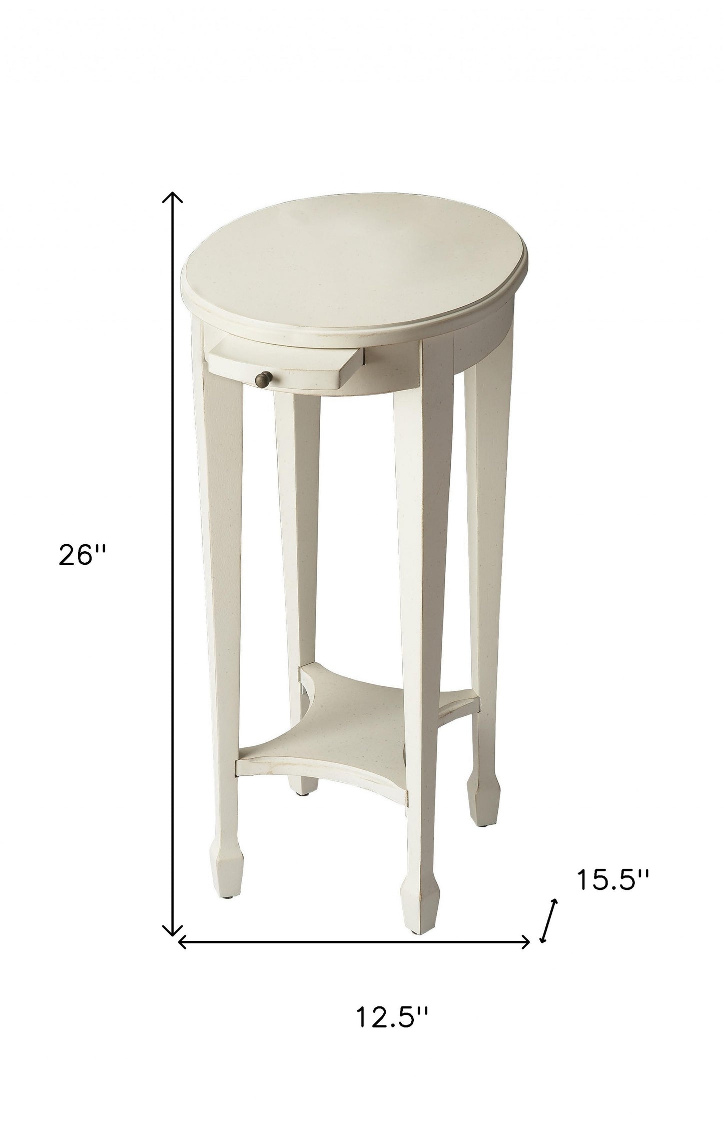 26" White And Cottage White Manufactured Wood Oval End Table With Shelf