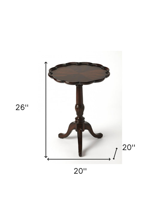 26" Dark Brown And Cherry Manufactured Wood Round End Table