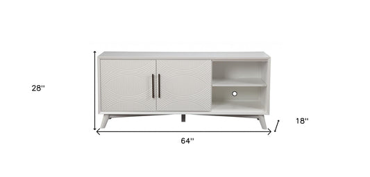 Stylish White Textured Mid Century Mod TV Console