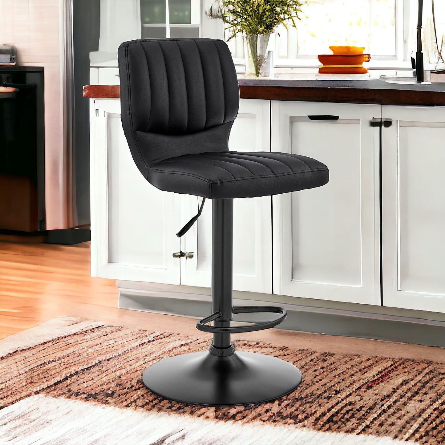 25" Black Iron Swivel Adjustable Height Bar Chair