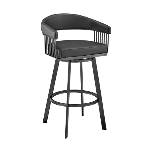 25" Black Iron Swivel Low Back Counter Height Bar Chair