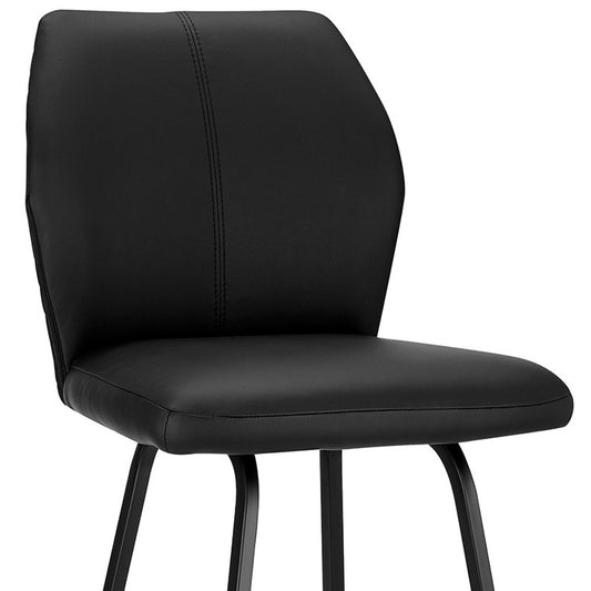 30" Black Faux Leather And Iron Bar Height Bar Chair