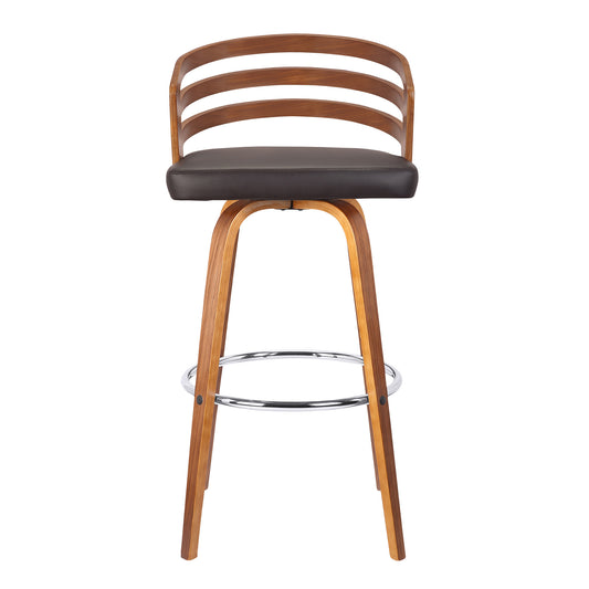 30" Brown Iron Swivel Low Back Bar Height Bar Chair
