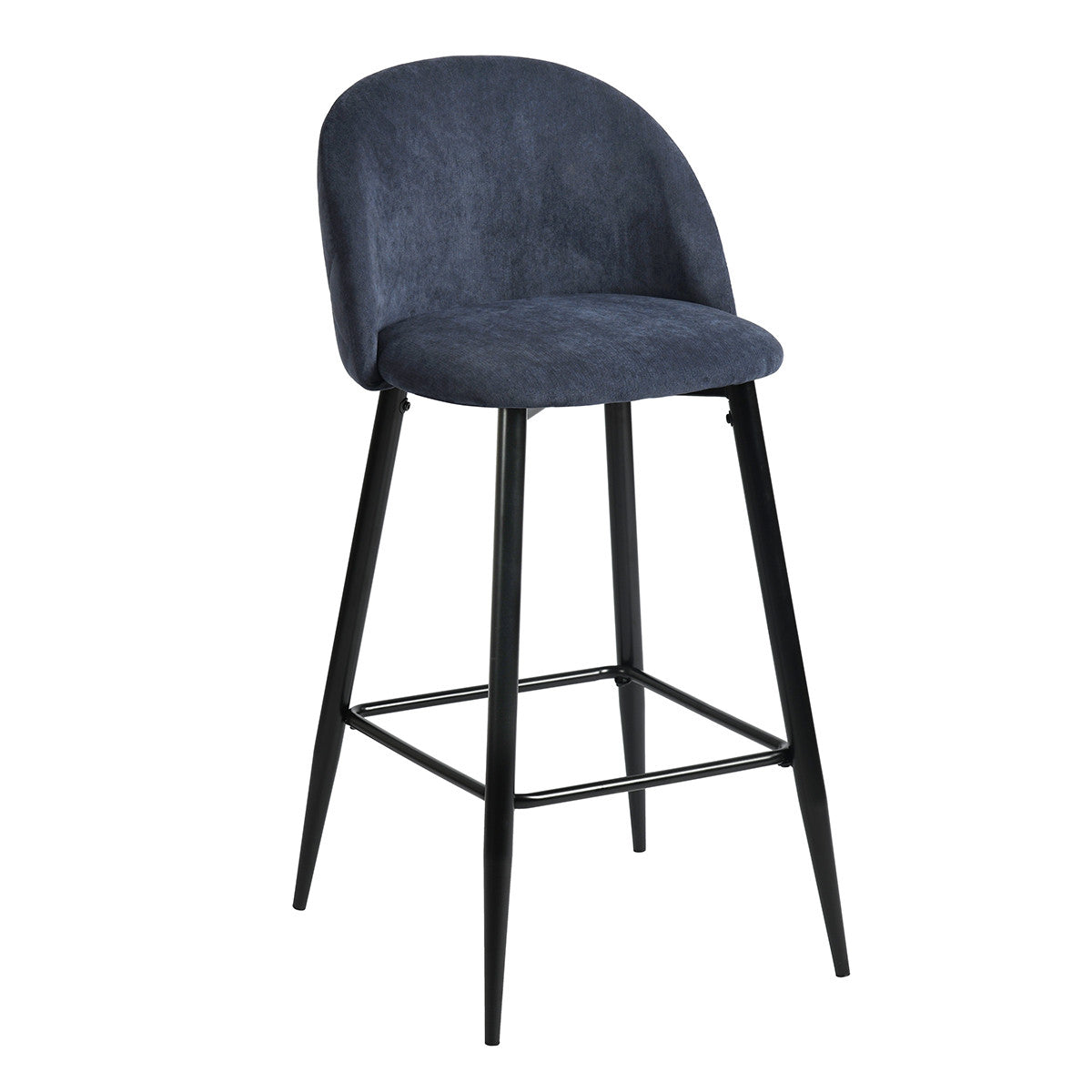 Set of Two 26" Blue And Black Steel Low Back Counter Height Bar Chairs