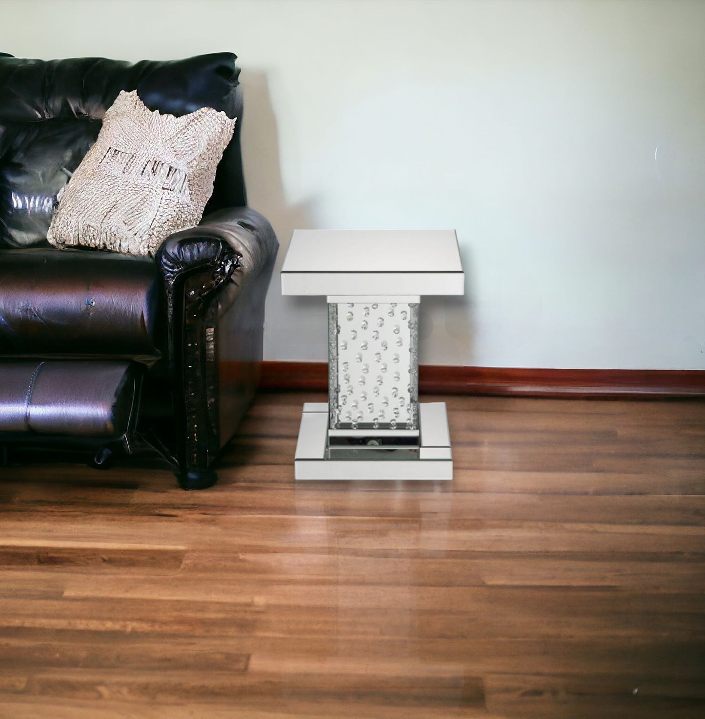 20" Mirrored Mirrored And Manufactured Wood Square End Table