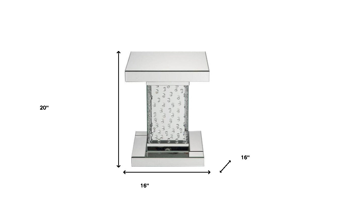 20" Mirrored Mirrored And Manufactured Wood Square End Table