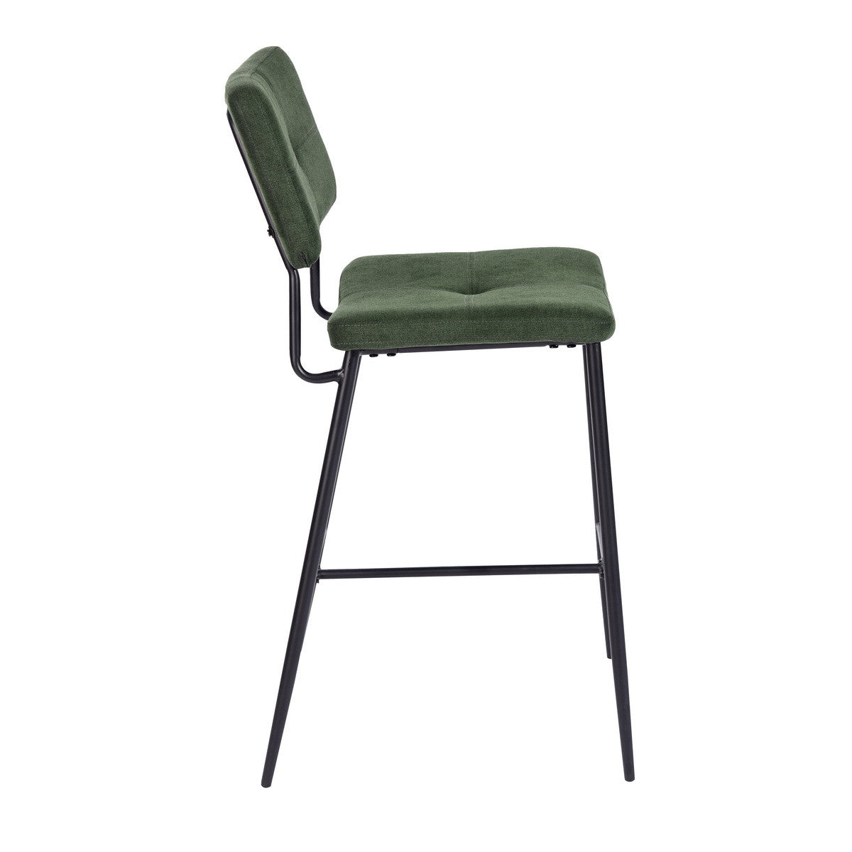 Set of Two 27" Green And Black Steel Low Back Bar Height Bar Chairs