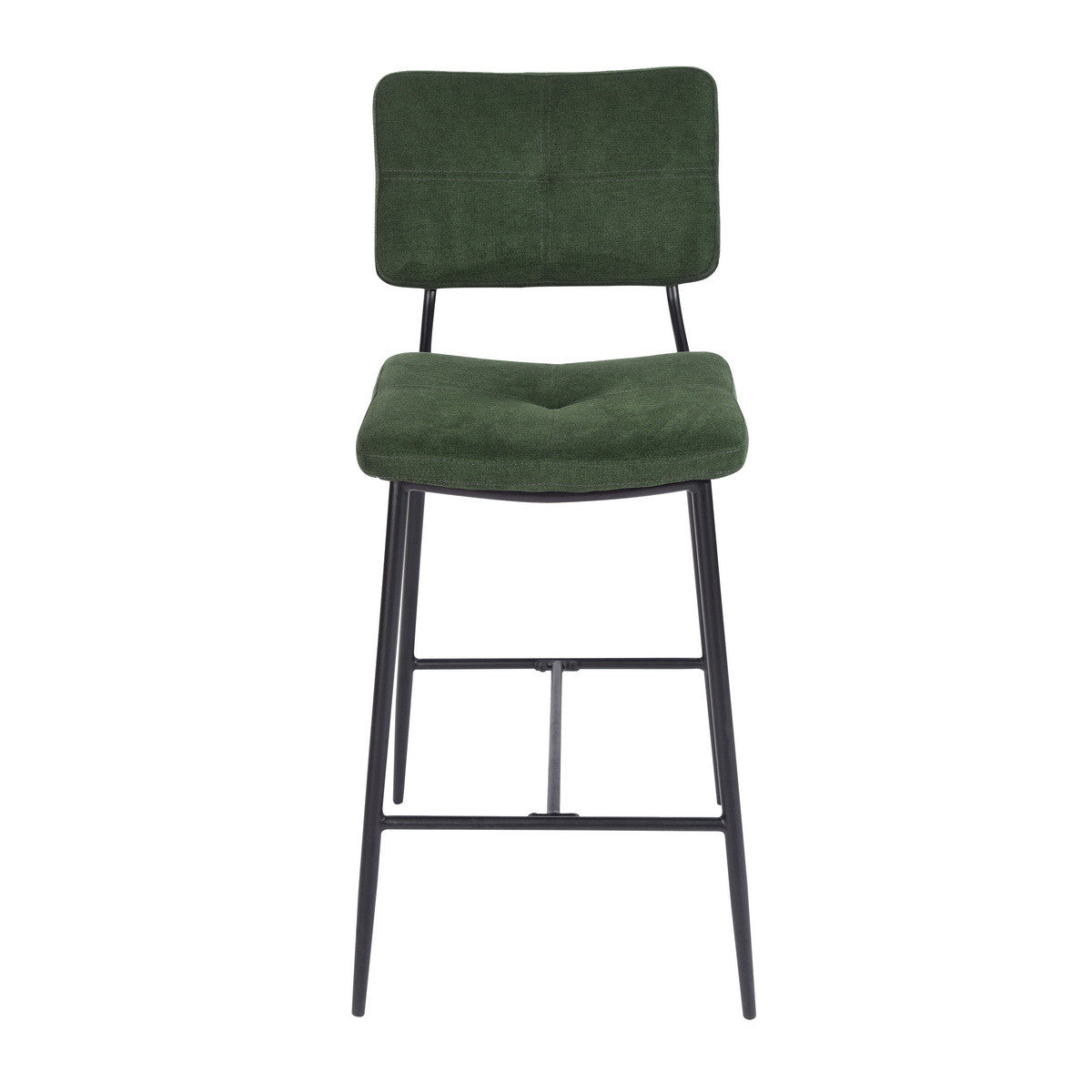 Set of Two 27" Green And Black Steel Low Back Bar Height Bar Chairs