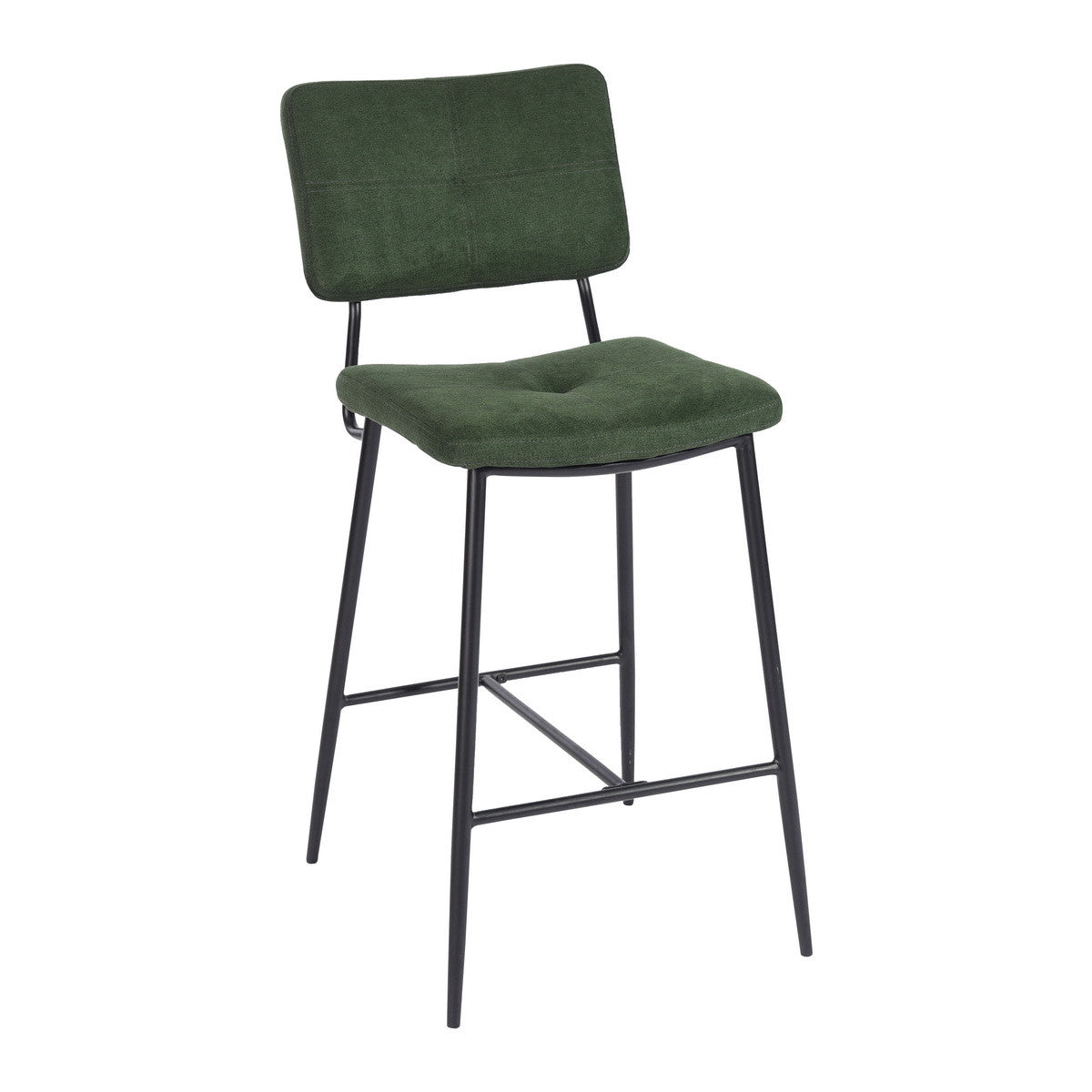 Set of Two 27" Green And Black Steel Low Back Bar Height Bar Chairs