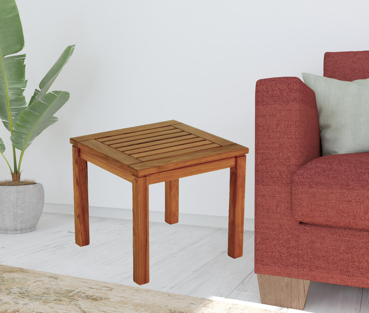 18" Brown Solid Wood Square End Table