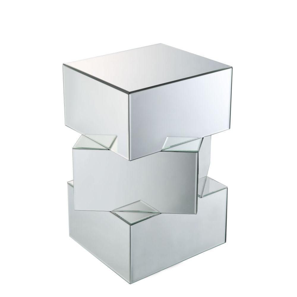 24" Mirrored Contemporary Stacking Square End Table