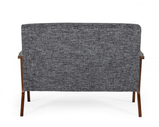 Compact 44" Grey Fabric And Walnut Veneer Loveseat