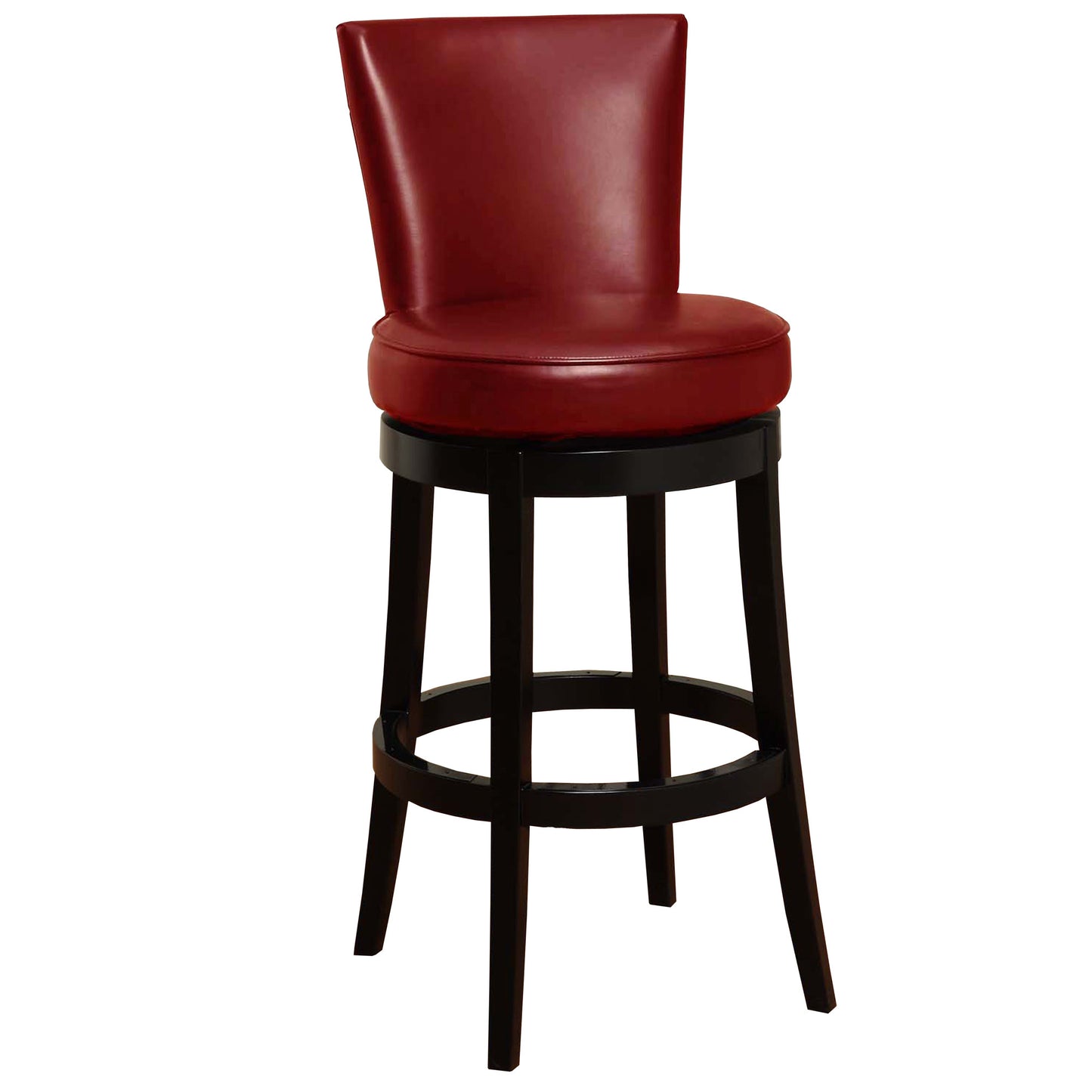 30" Red And Black Solid Wood Swivel Bar Height Bar Chair