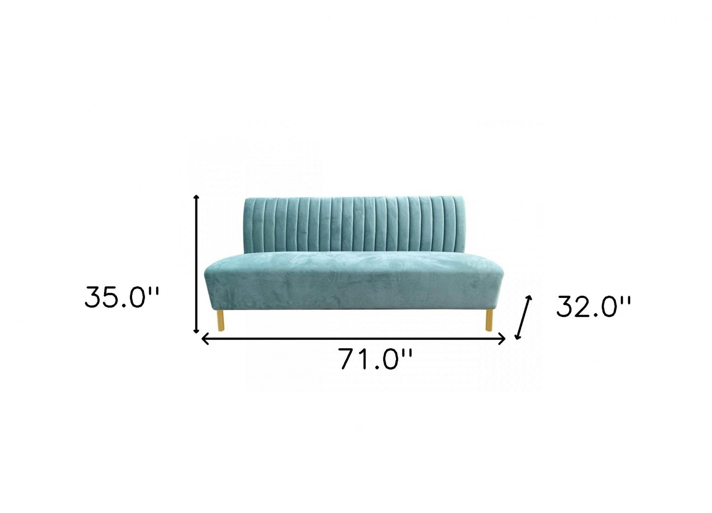 Stylish 71" Light Green Fabric And Gold Sofa