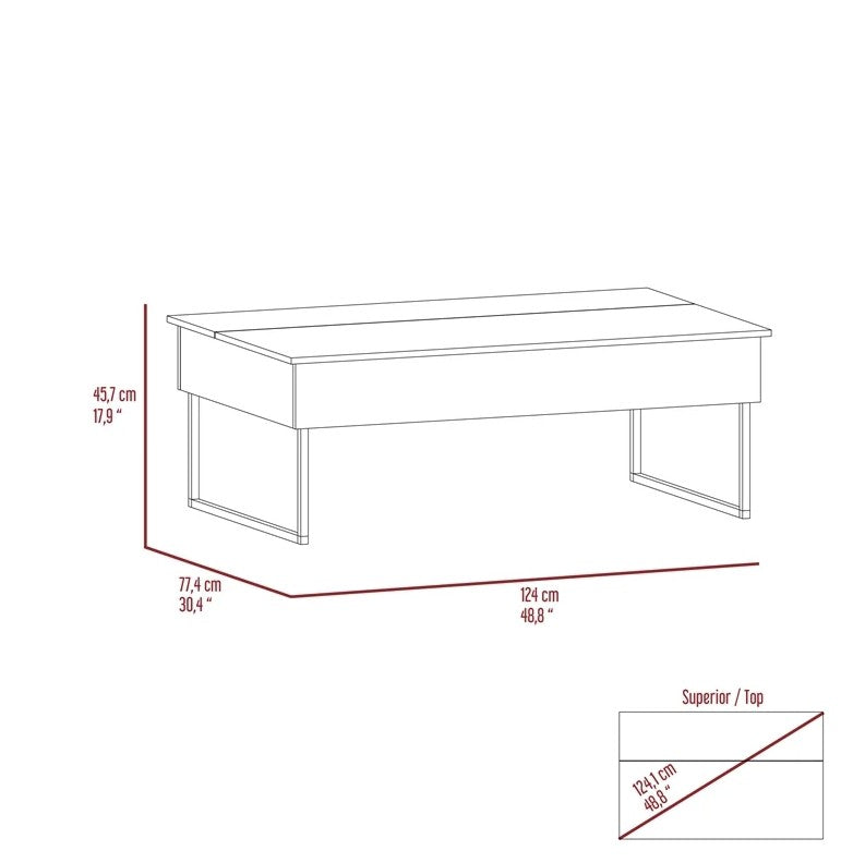 49" Black Manufactured Wood Rectangular Lift Top Coffee Table