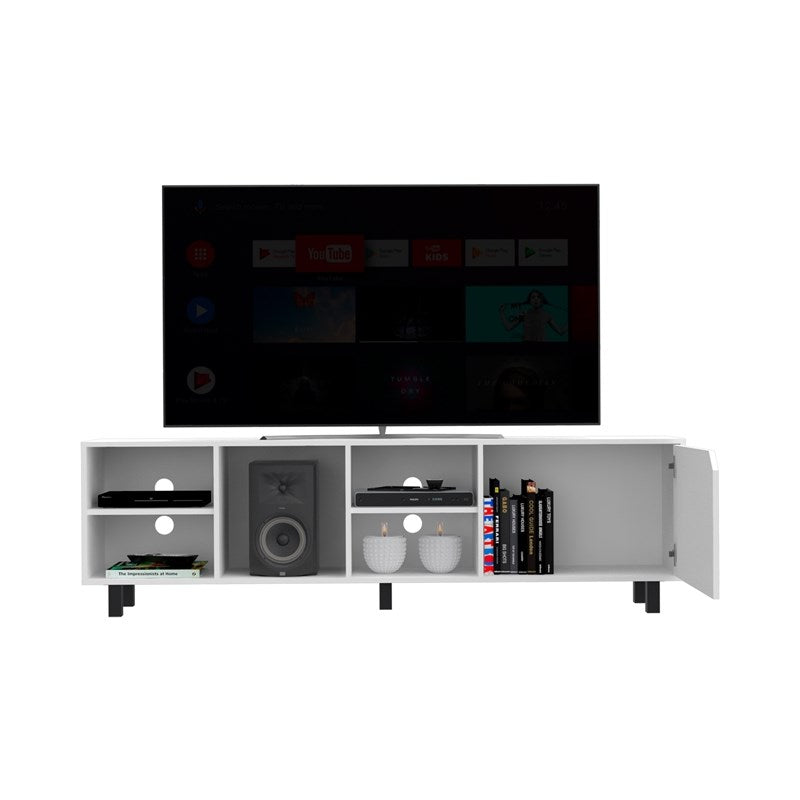 71" White Particle Board Open Shelving TV Stand