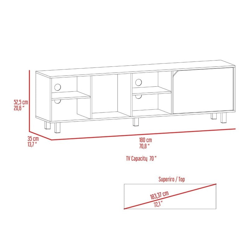 71" White Particle Board Open Shelving TV Stand