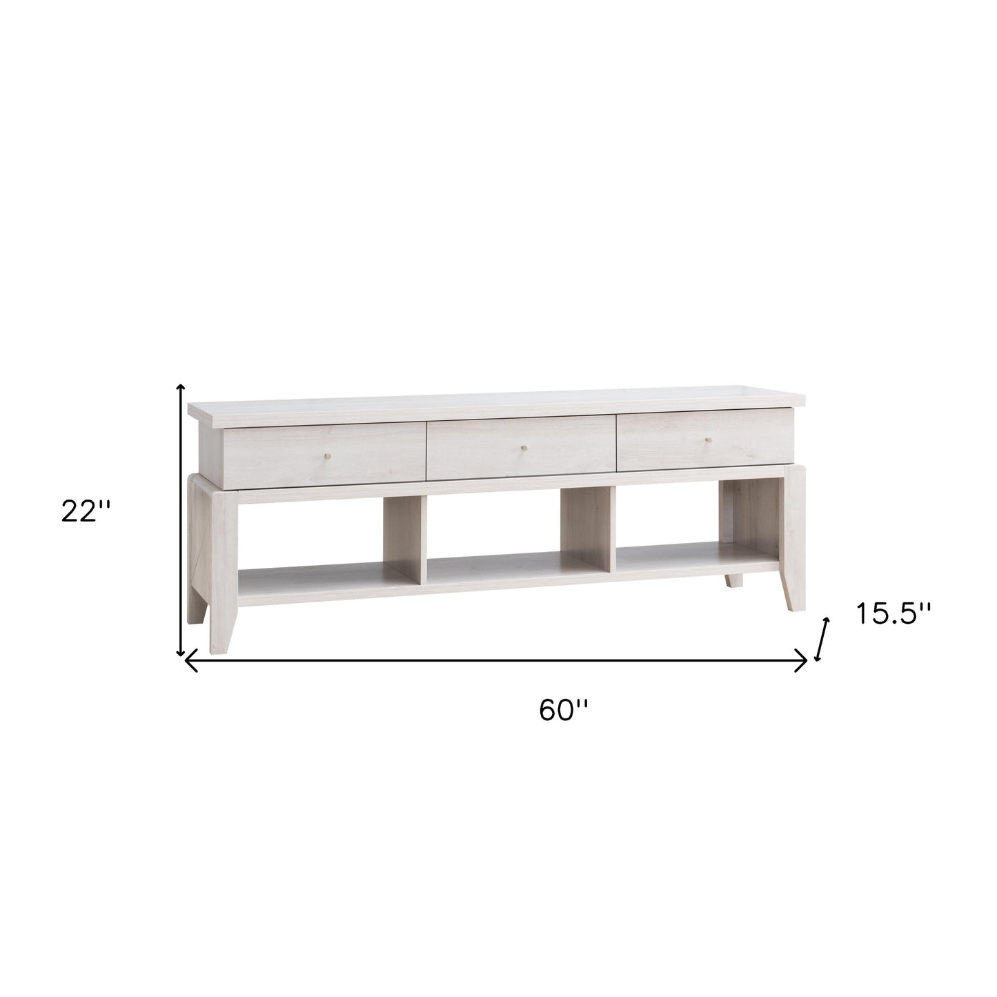 60" White Oak Manufactured Wood Cabinet Enclosed Storage TV Stand