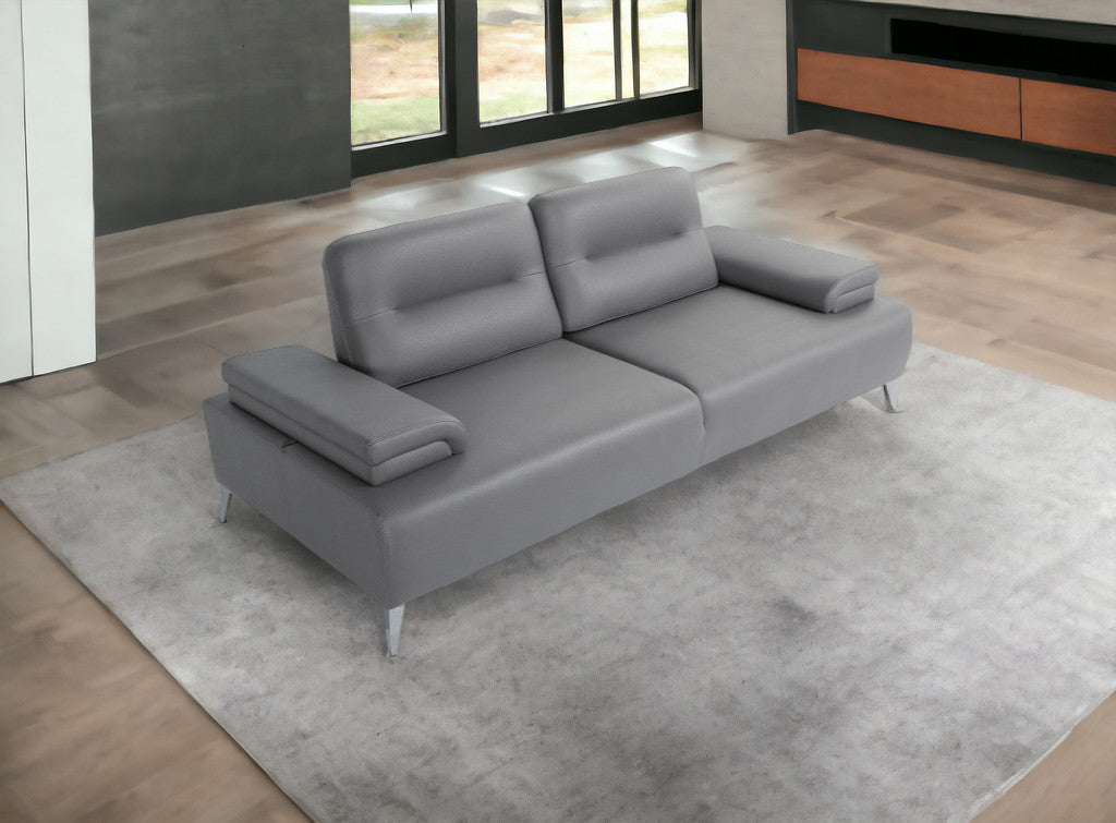 Ruslan Sofa in Light Grey Leather