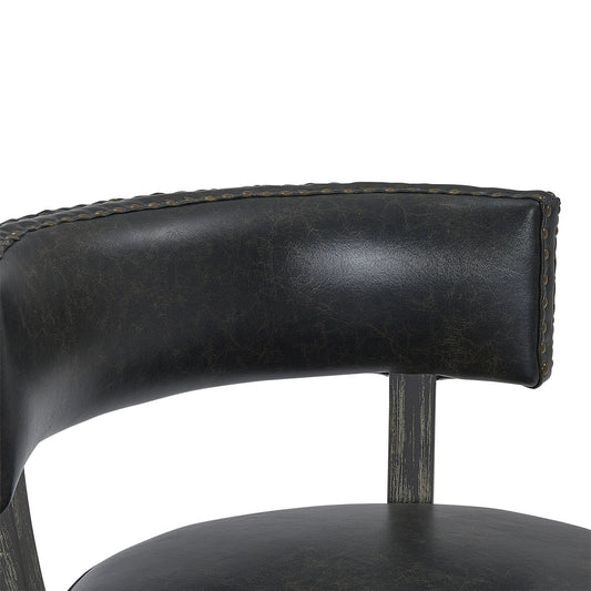 27" Onyx And Gray Solid Wood Swivel Low Back Counter Height Bar Chair