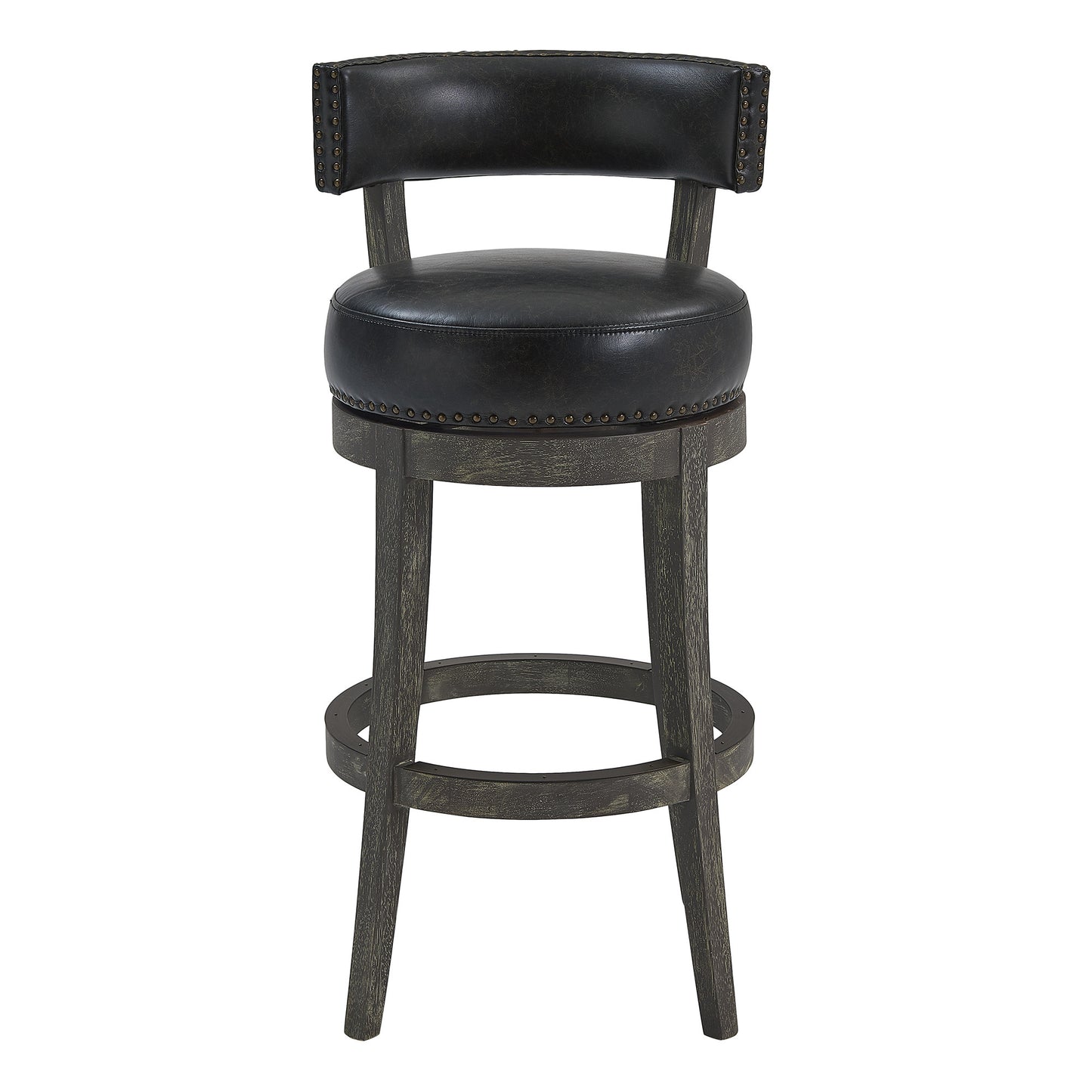 27" Onyx And Gray Solid Wood Swivel Low Back Counter Height Bar Chair