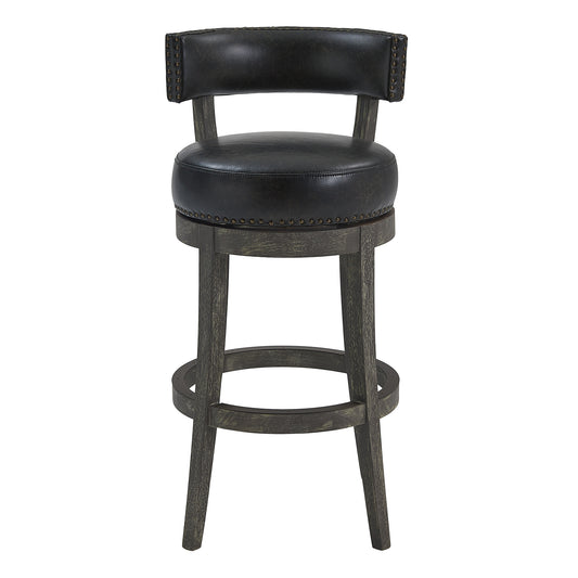 27" Onyx And Gray Solid Wood Swivel Low Back Counter Height Bar Chair