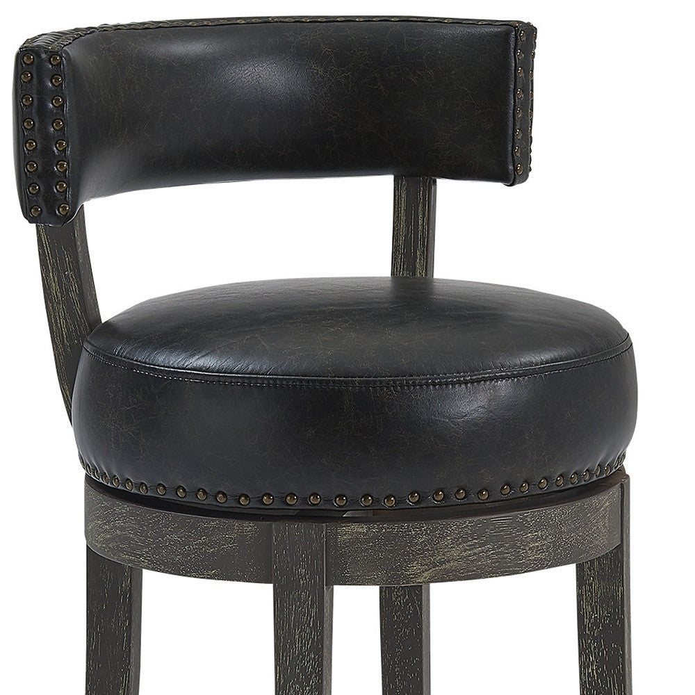 27" Onyx And Gray Solid Wood Swivel Low Back Counter Height Bar Chair