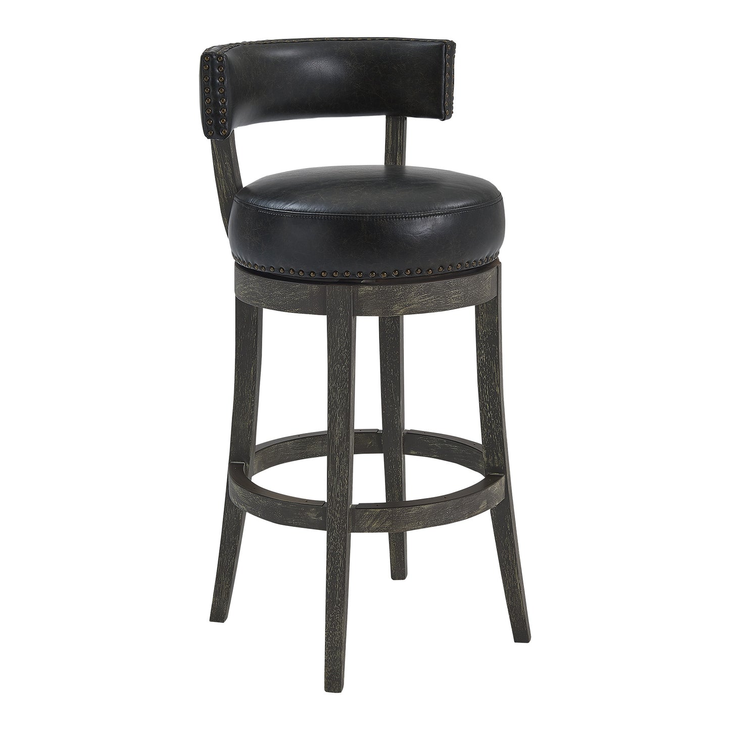 27" Onyx And Gray Solid Wood Swivel Low Back Counter Height Bar Chair