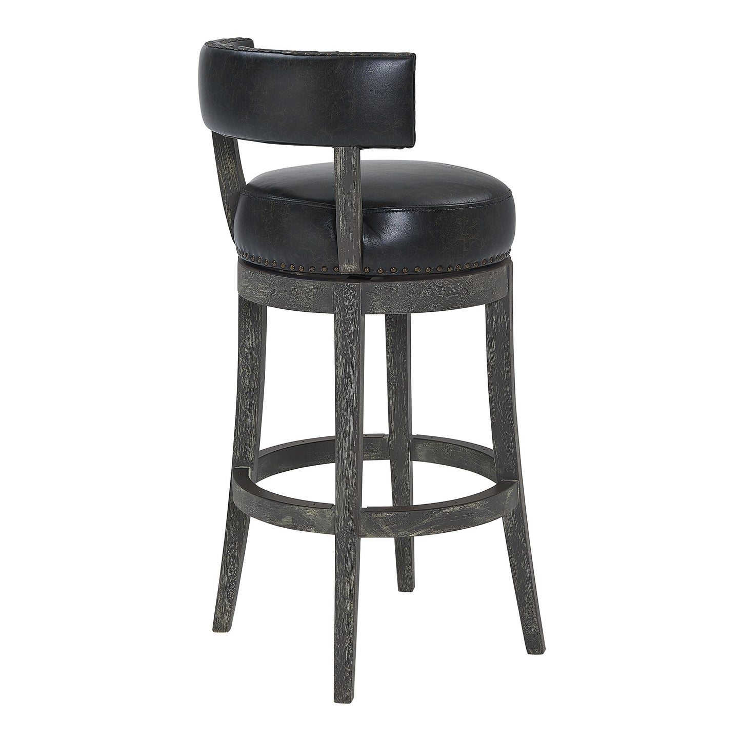 27" Onyx And Gray Solid Wood Swivel Low Back Counter Height Bar Chair
