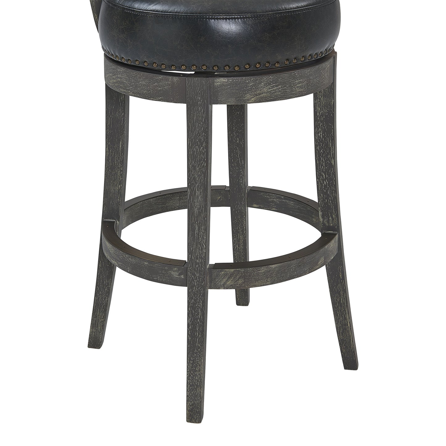 27" Onyx And Gray Solid Wood Swivel Low Back Counter Height Bar Chair