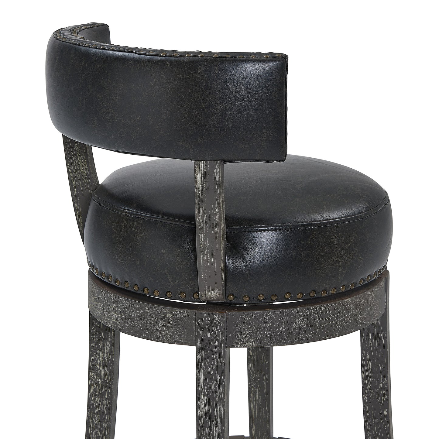 27" Onyx And Gray Solid Wood Swivel Low Back Counter Height Bar Chair