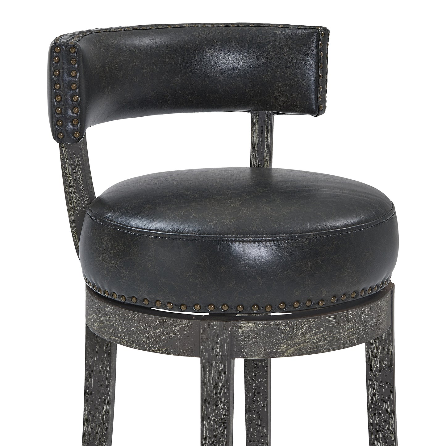 27" Onyx And Gray Solid Wood Swivel Low Back Counter Height Bar Chair