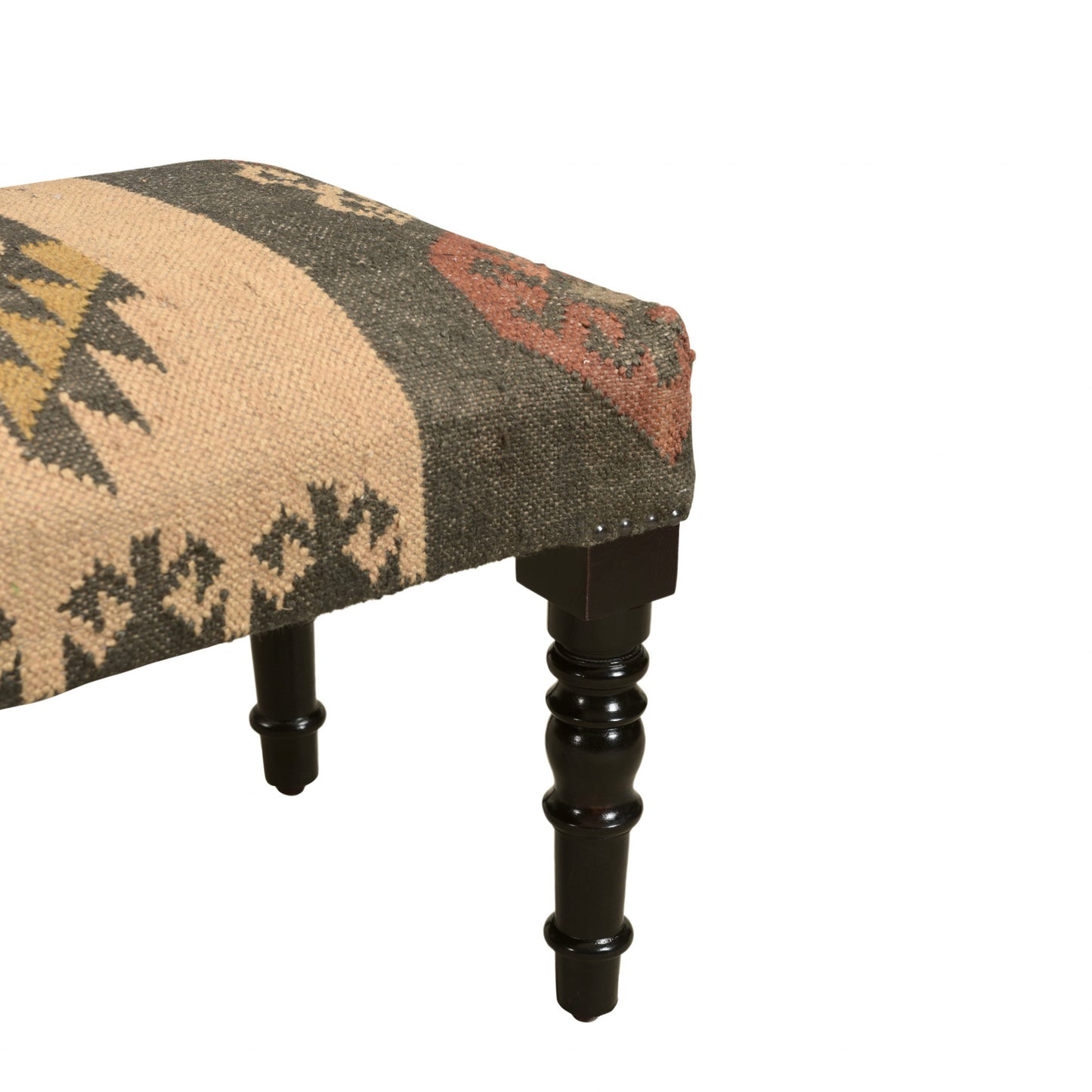 47" Shades of Brown Black Leg Southwest Upholstered Bench