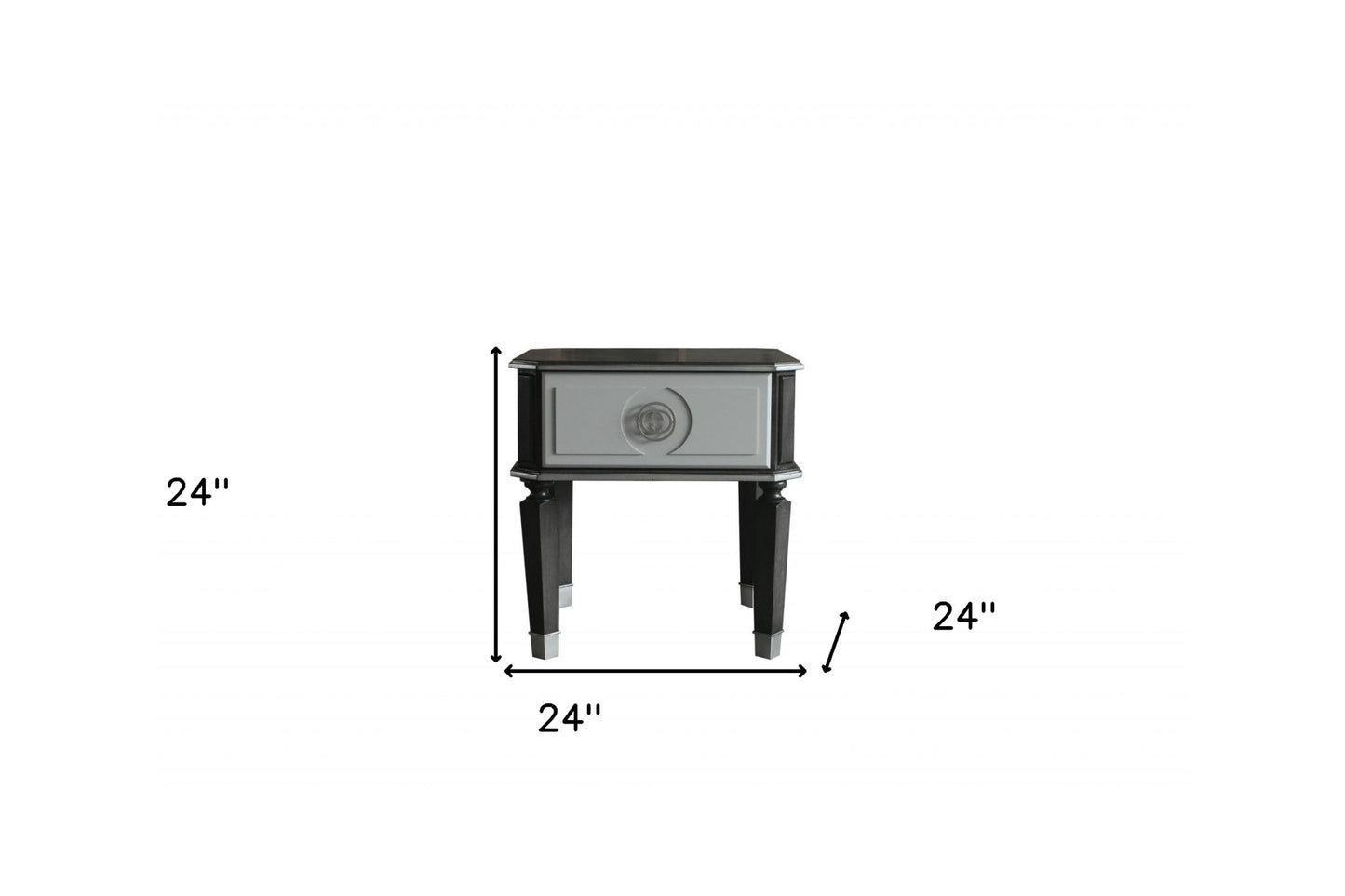 24" Charcoal And Light Gray Manufactured Wood Square End Table