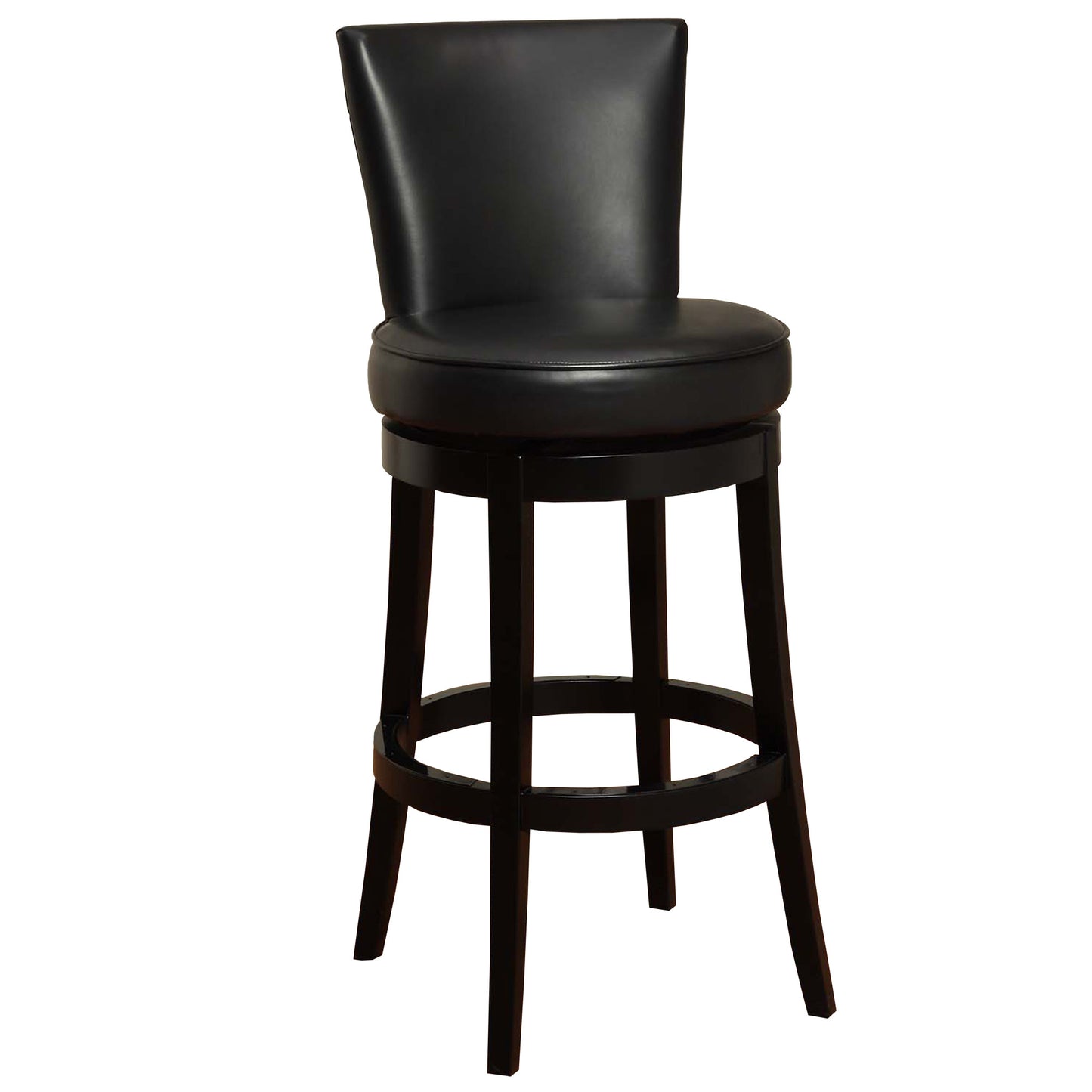 30" Black Solid Wood Swivel Bar Height Bar Chair