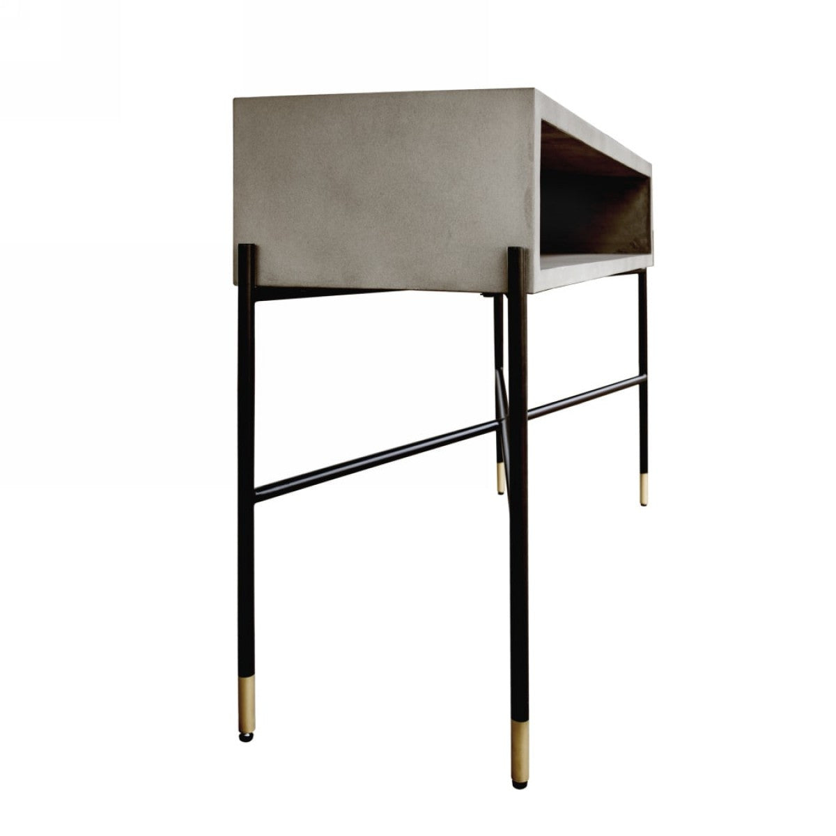 Industrial 45" Concrete And Metal Console Console Table