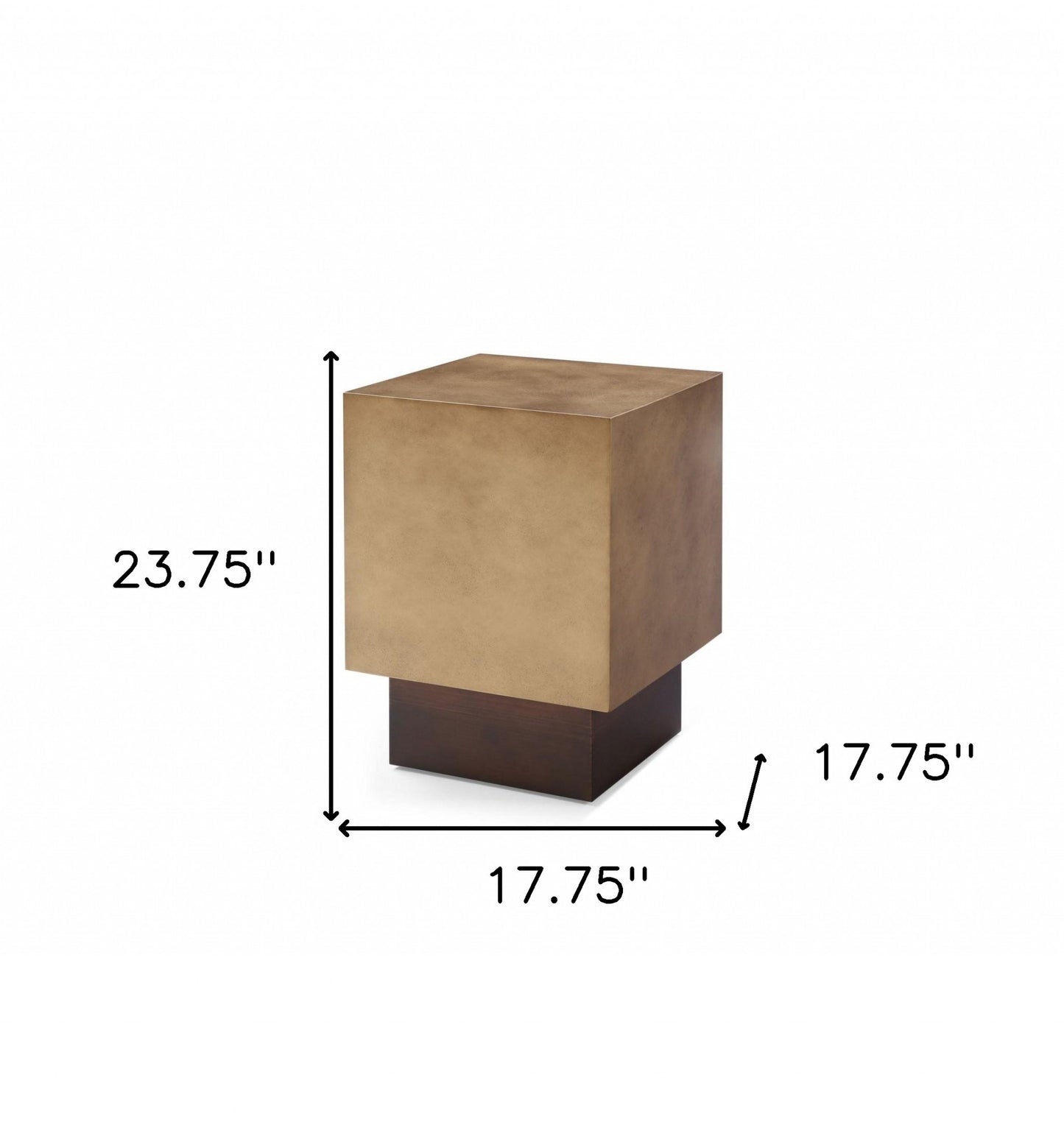 24" Antiqued Copper And Light Brown Metal Square End Table