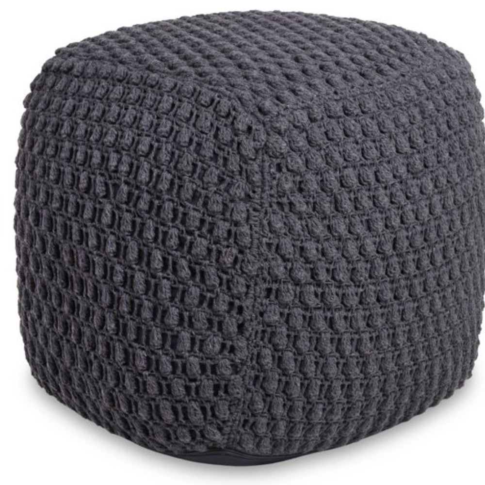 18" Gray Cotton Blend Pouf Ottoman