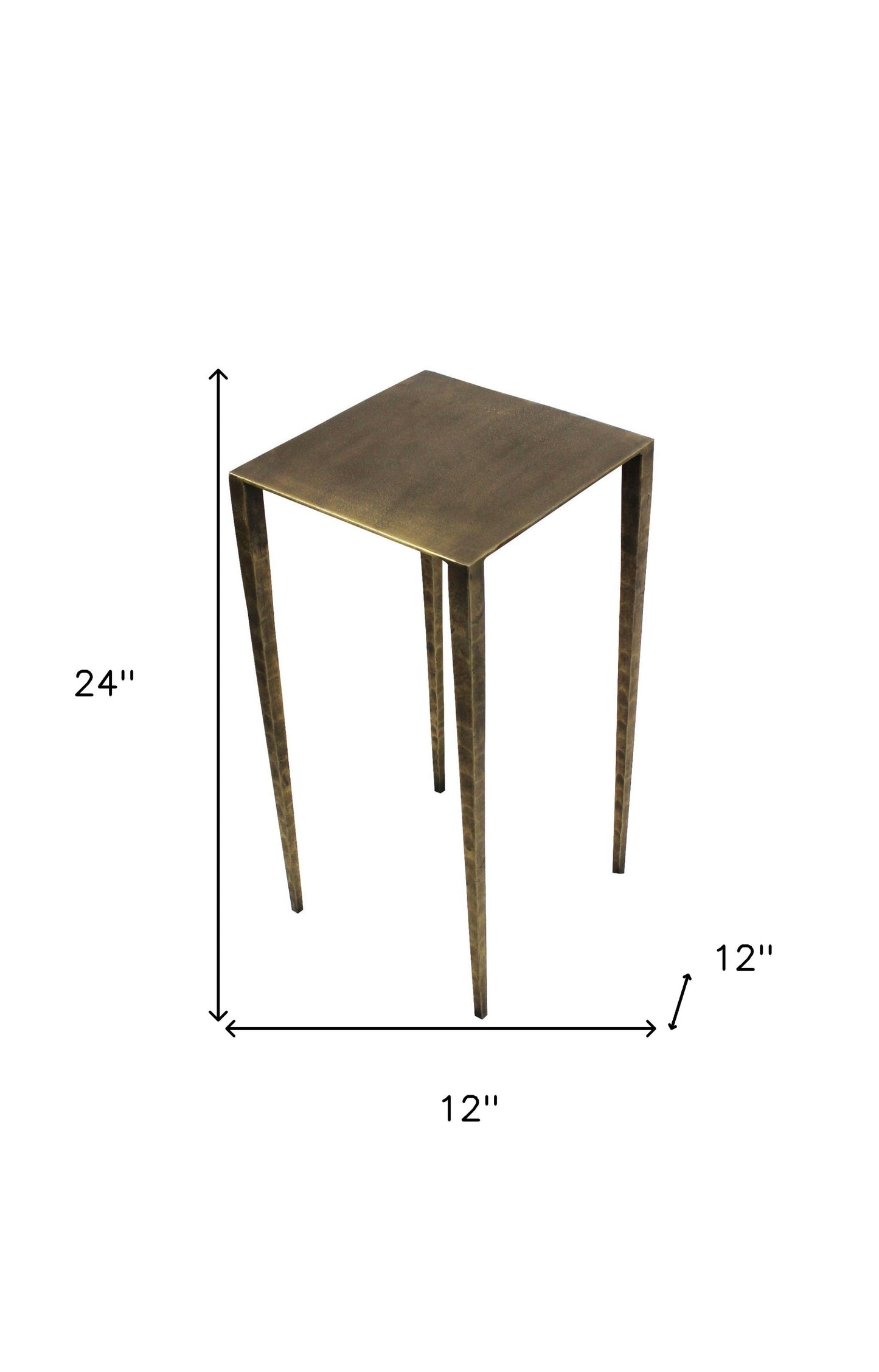 24" Brass Iron Square End Table