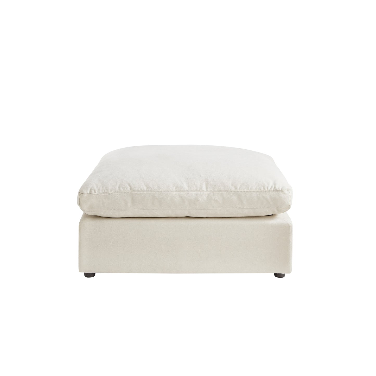 36" White Linen And Black Ottoman