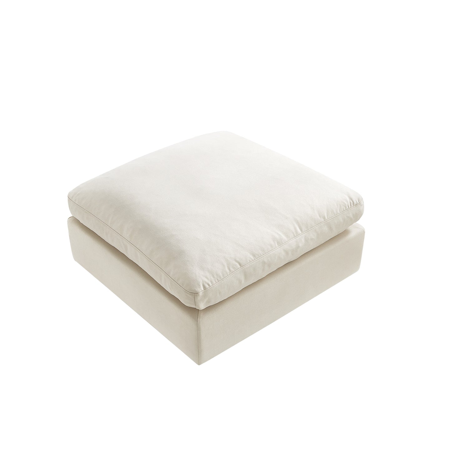 36" White Linen And Black Ottoman