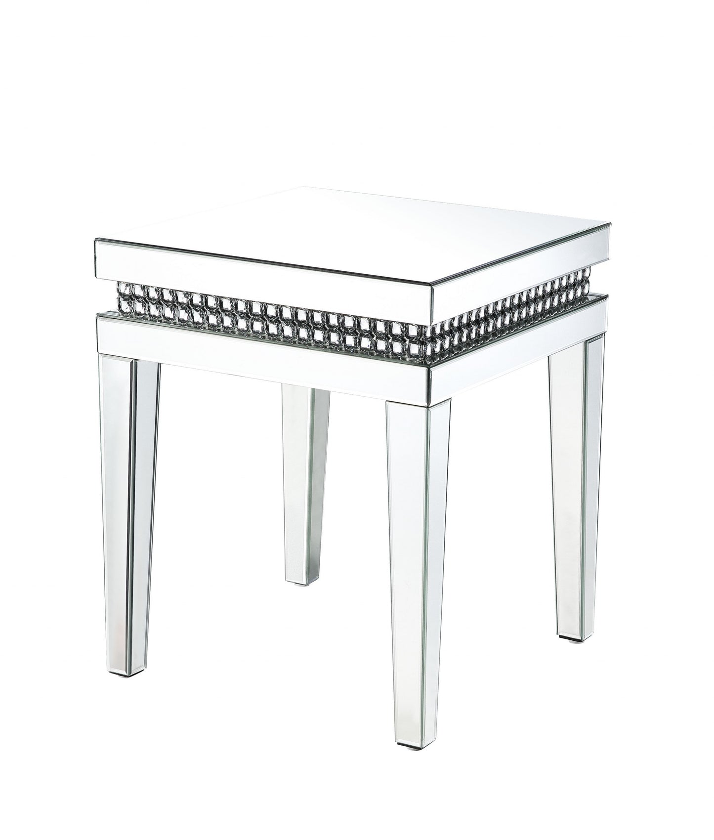 24" Silver Mirrored Square End Table