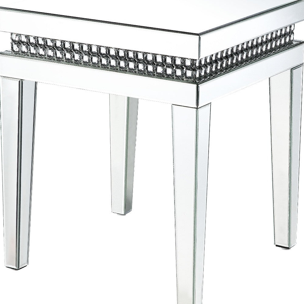 24" Silver Mirrored Square End Table