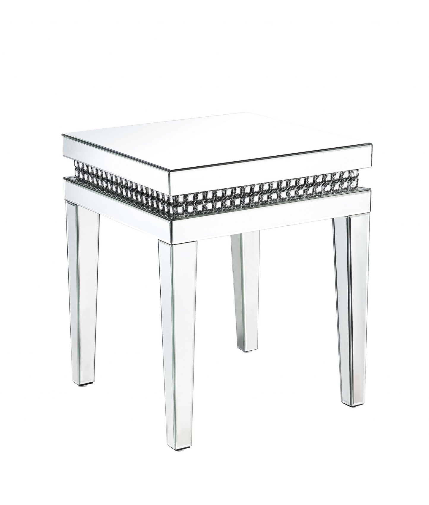 24" Silver Mirrored Square End Table