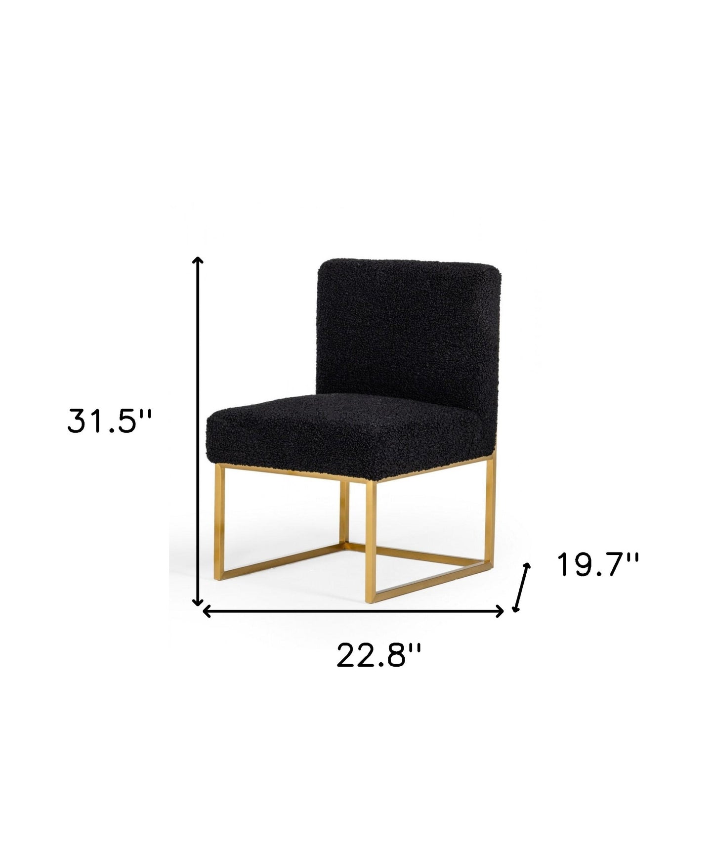 Set Of Two 23" Black And Gold Solid Color Parsons Chair