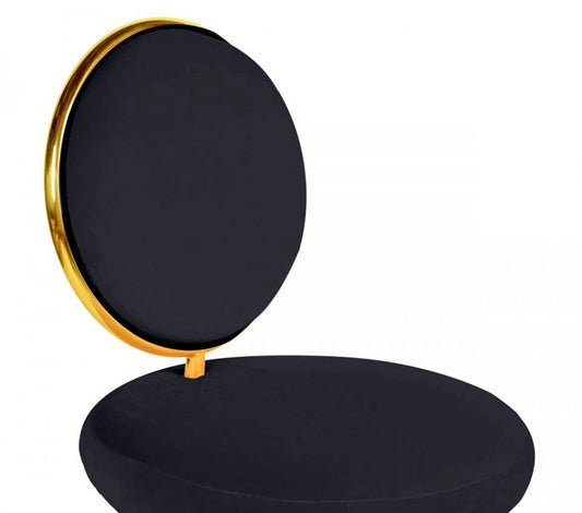 Set Of Two 21" Black Velvet And Black And Gold Solid Color Side Chair